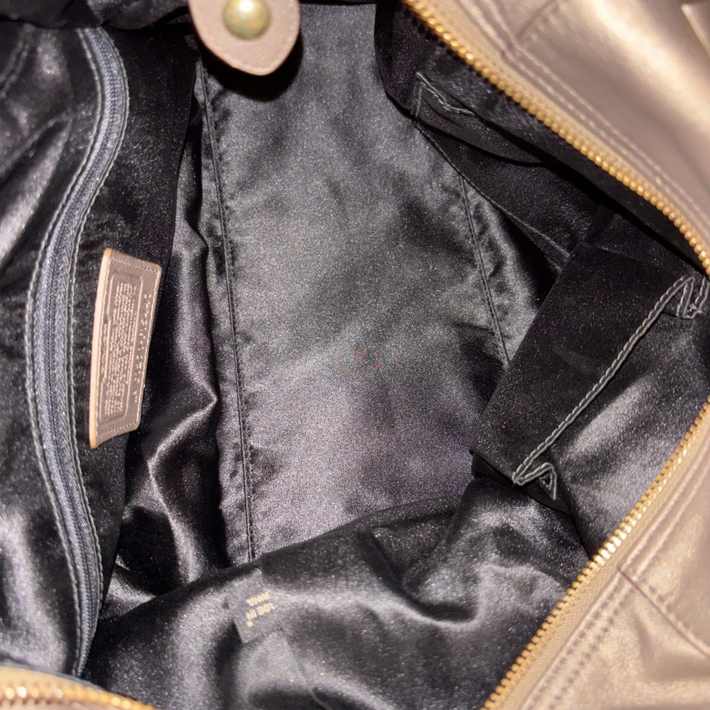 Coach Ashley Metallic Bronze Satchel- Matching Wristlet In Closet. - Picture 8 of 14